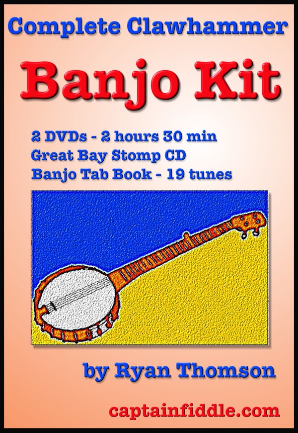 Complete Clawhammer Banjo Kit includes 2 video instruction DVDs, banjo CD, Banjo Tab Book.