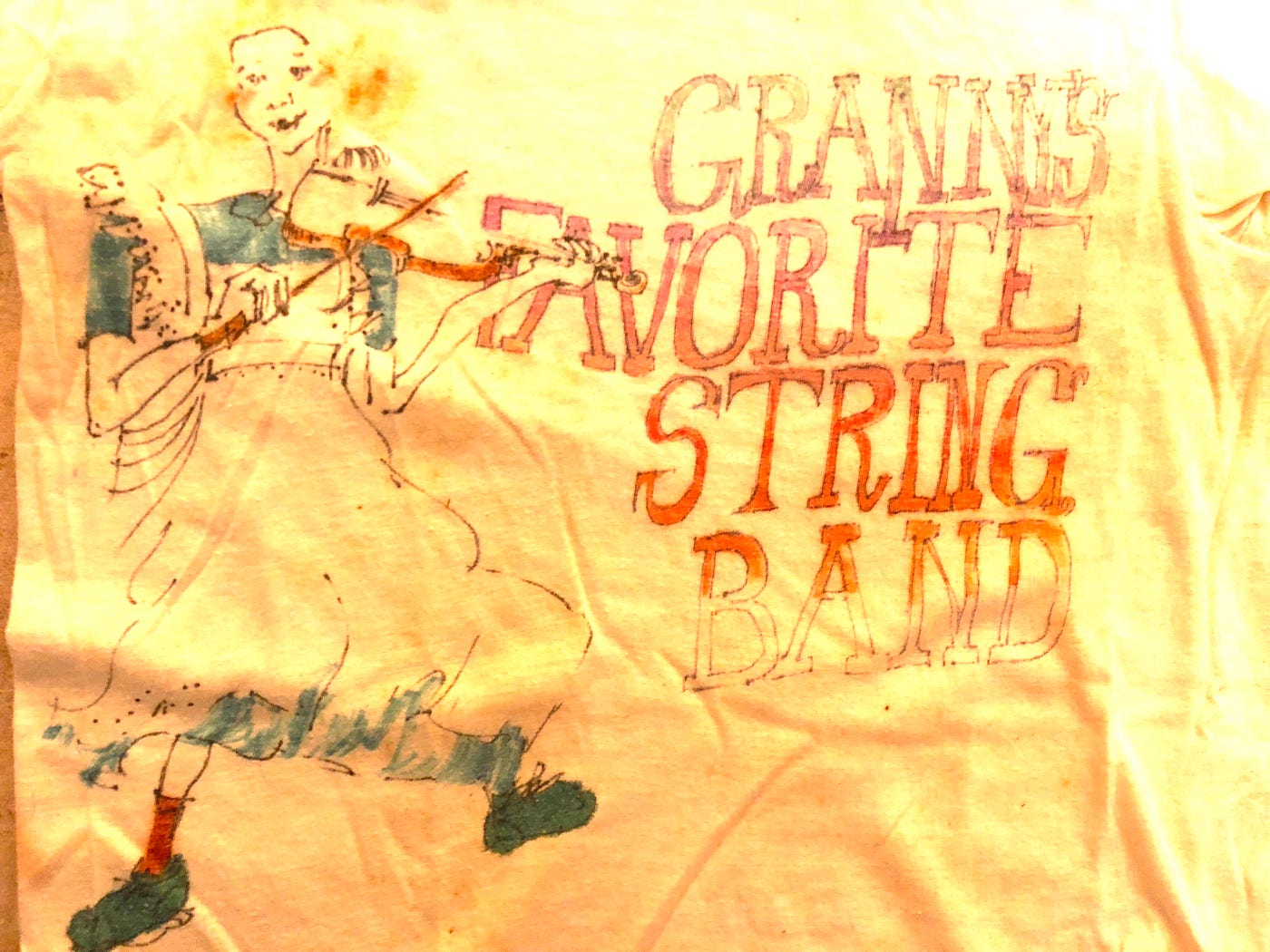 Grannys Favorite String Band logo on the band's T Shirt, 1976