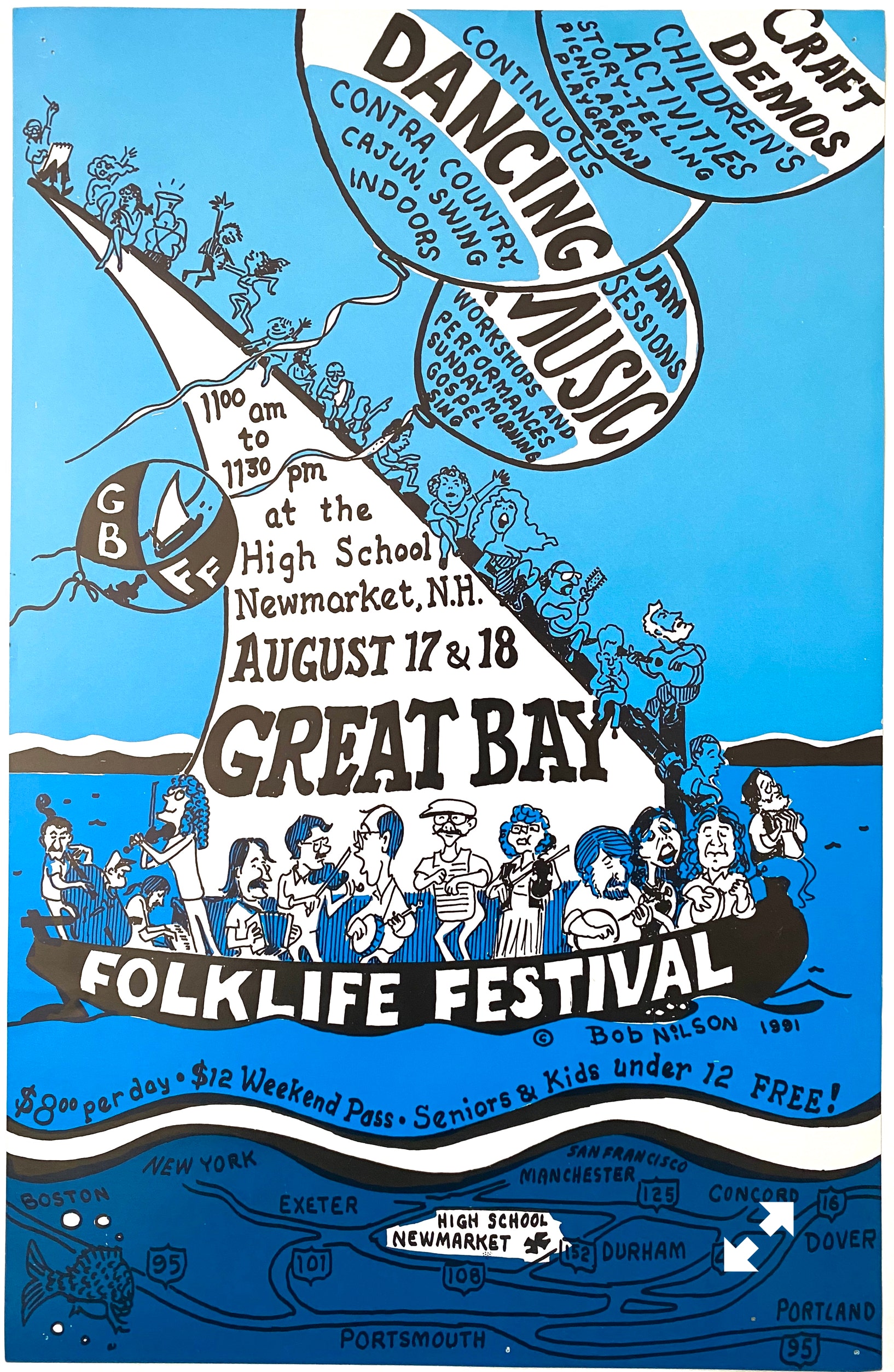 Poster for Great Bay Folk Festival, 1991, Newmarket, New Hampshire