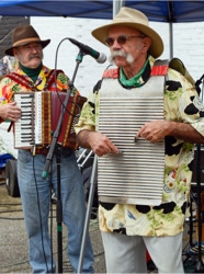 Ryan Thomson playing accordion, Paul Mansion on rub board, Rochester, New Hampshire